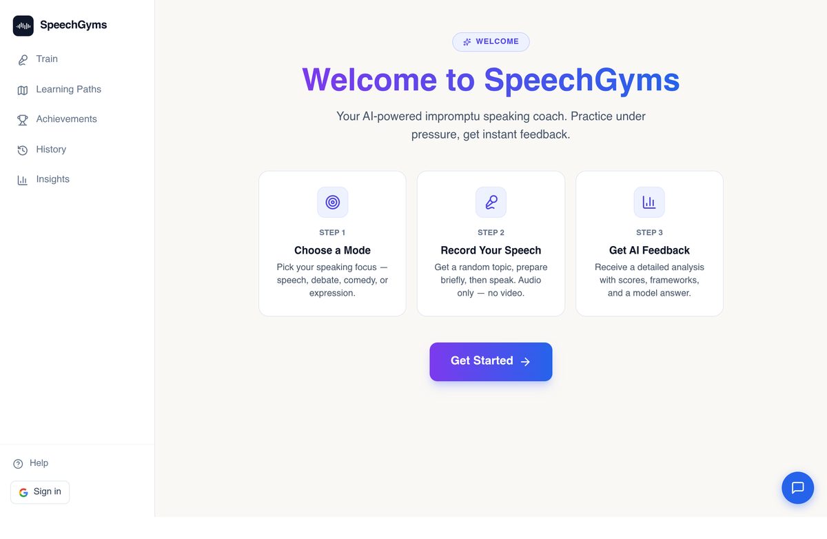 SpeechGyms website screenshot